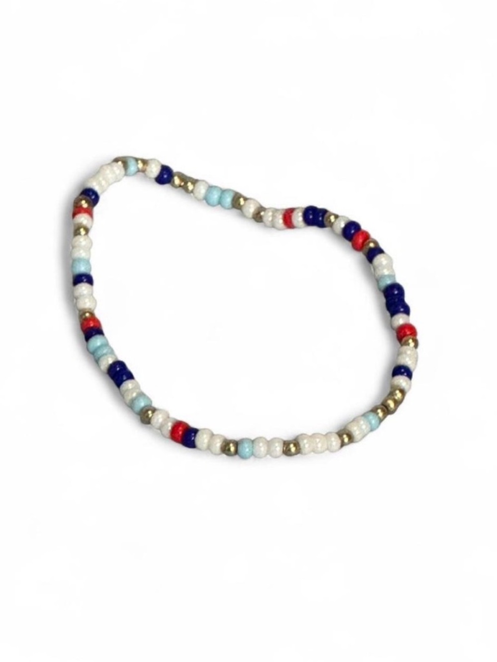 Red, white and blue beaded stretchy bracelet
